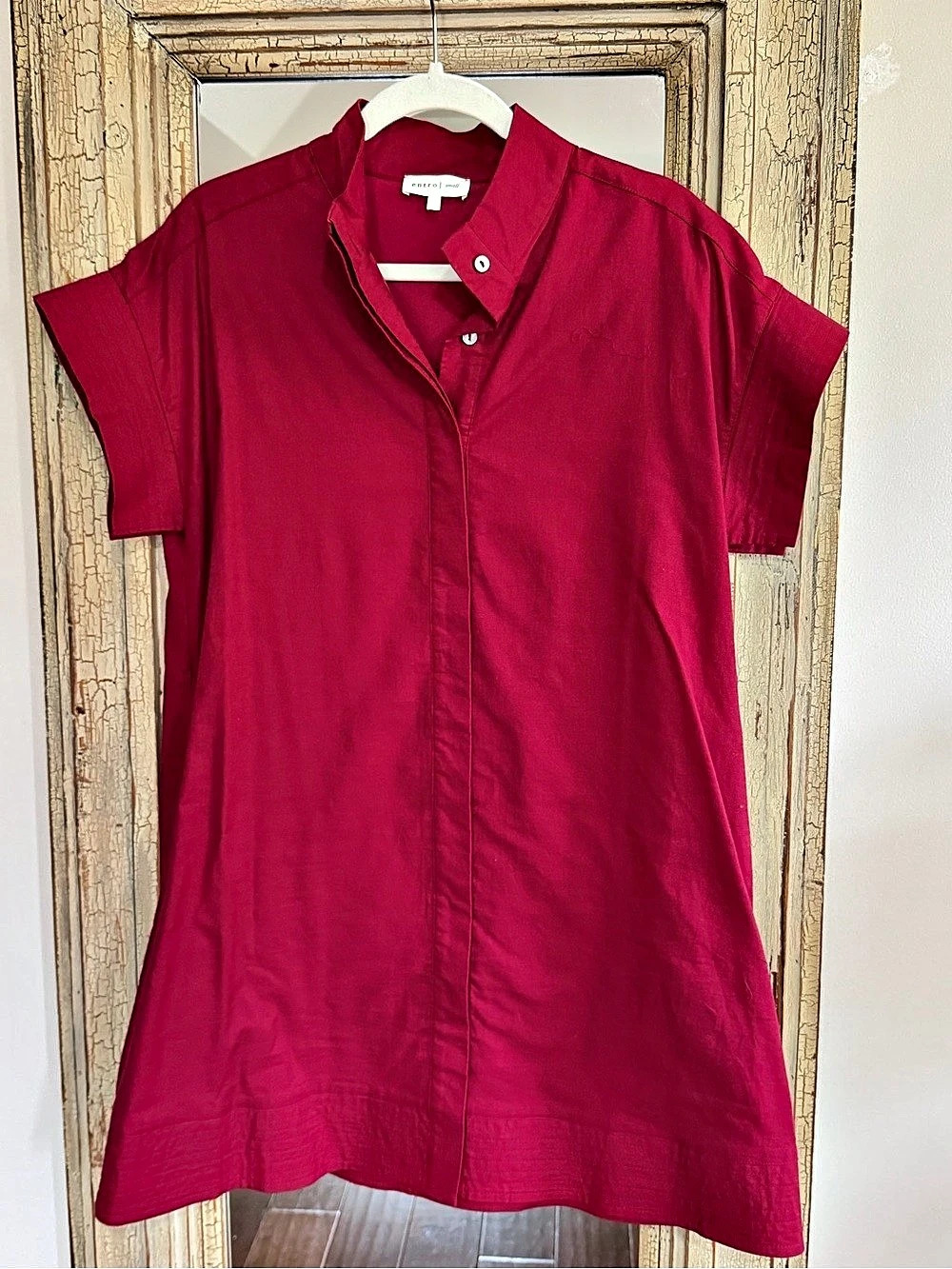 NWOT entro Women’s Small Button Front Mini Dress in Red/Crimson
